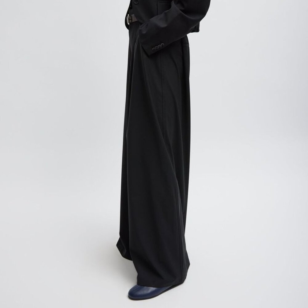 Tibi Tropical Wool Walker Wide Leg Pant in Black - Picture 7 of 8